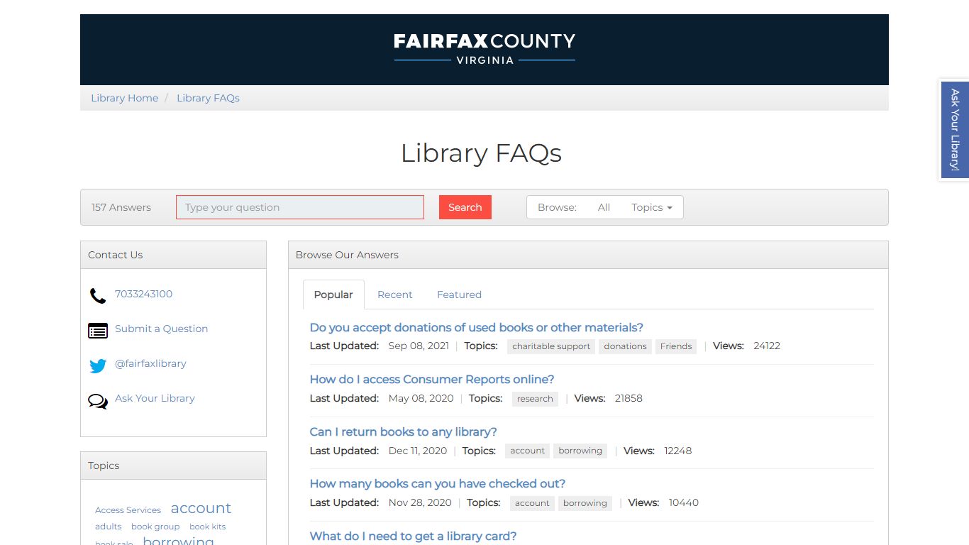 Library FAQs - Library FAQs - Fairfax County, Virginia